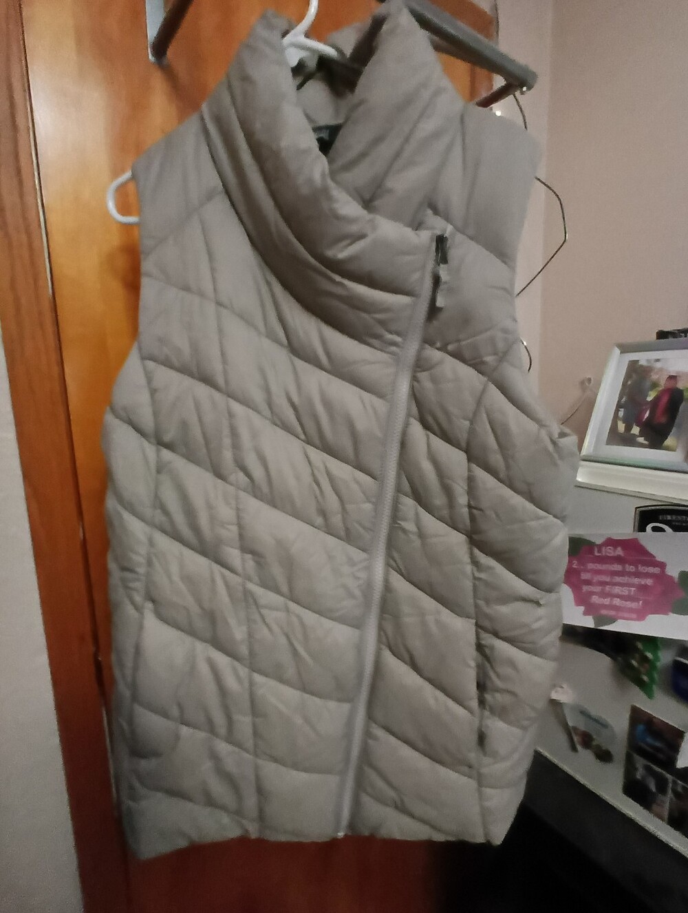 Woman's Quilted High-Neck Puffer Vest - Taupe